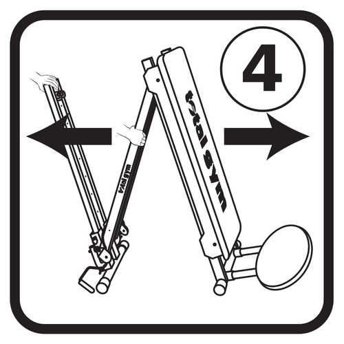 Extend rails, lower to floor & lock column