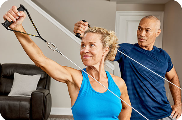 Arm exercise on Total Gym for GLP-1 strength training