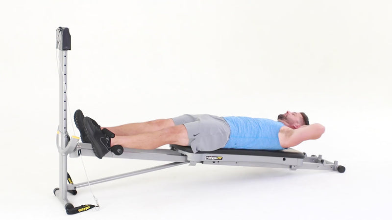 Total Gym inverted crunch with rotation demonstration