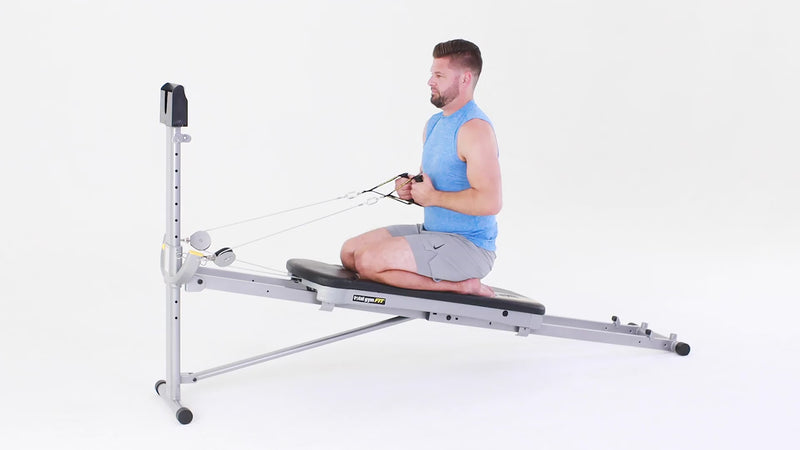 Total Gym Pilates kneeling breast stroke demonstration