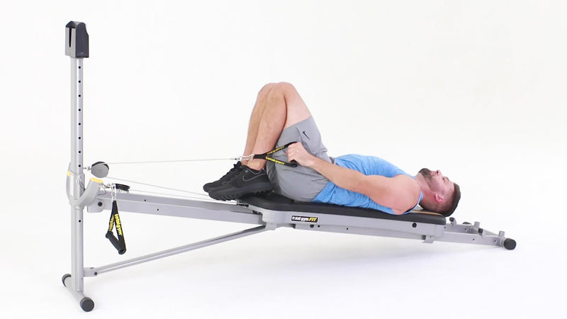 Total Gym inverted cross body shoulder raise demonstration