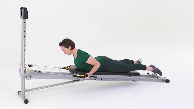 Total Gym lying tricep kickback demonstration