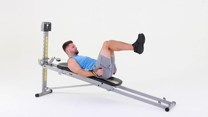 Total Gym dips with legs up demonstration