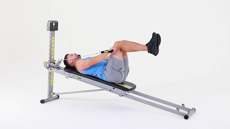 Total Gym crunches with legs up demonstration