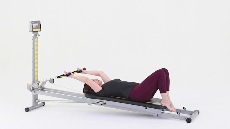 Total Gym Pilates Hundred with arm pulley system demonstration