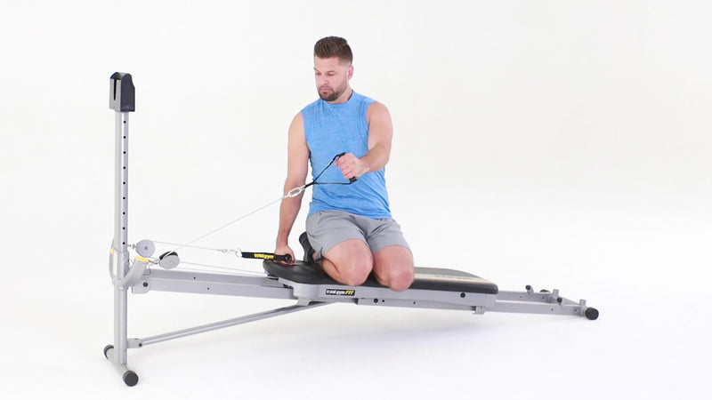 Total Gym single arm lateral deltoid pull demonstration