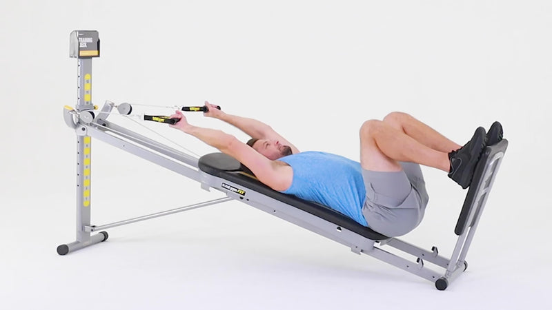 Total Gym cardio pull with squat demonstration