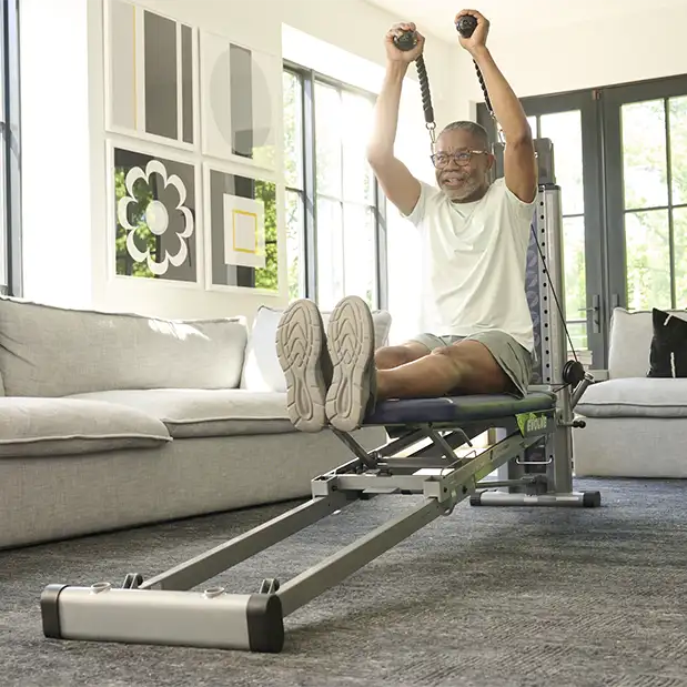 Total Gym tricep rope exercise